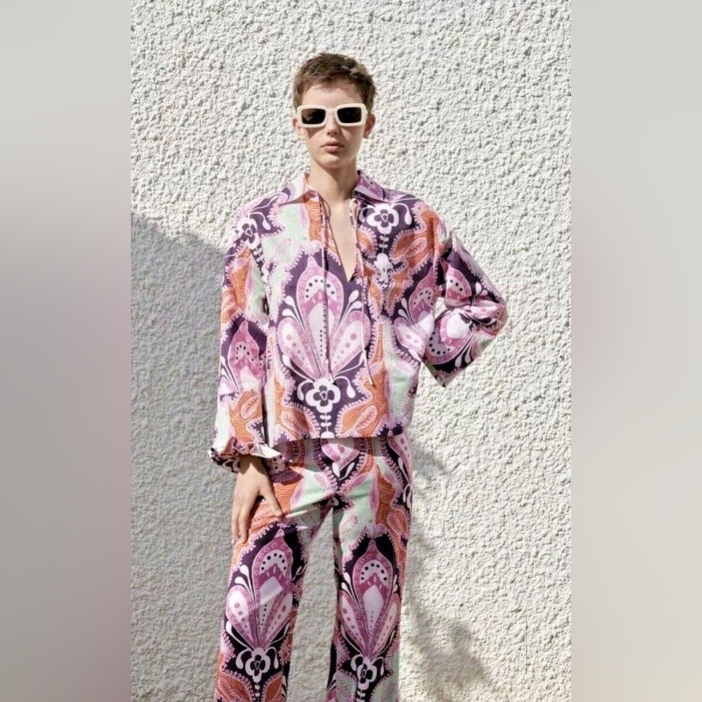 Zara Purple and Pink Tunic set top and pants